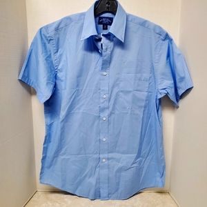Michelsons of London Blue Short Sleeve Dress Short Work Casual Button Down New